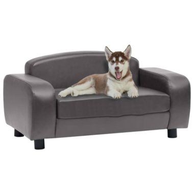 vidaXL Dog Sofa Gray 31.5"x19.7"x15.7" Faux Leather. View a larger version of this product image.