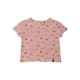 Deux par Deux Printed T-Shirt With Back Hole Light Pink Rainbow