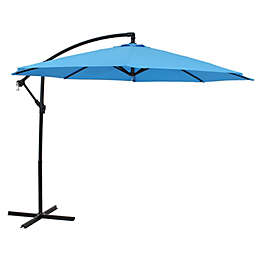 Offset Cantilever Patio Umbrella 9.5' - Blue - Sunnydaze Decor