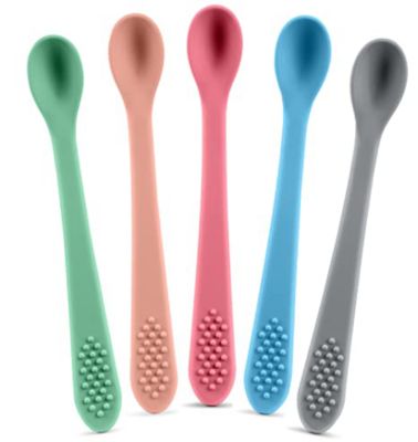 Sperric Best First Stage Baby Infant Spoons, 5-Pack, Soft Silicone Baby Spoons Training Spoon Gift Set for Infant