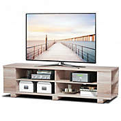 Costway 59" Console Storage Entertainment Media Wood TV Stand-Natural