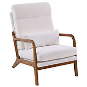 Stock Preferred High Back Solid Wood Armrest Chair in White