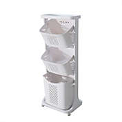 Kitcheniva 3-Tier Laundry Hamper Basket Sorter Clothes Storage Organizer Shelf Rolling Cart