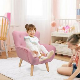 Kitcheniva 2 Pack Kids Tufted Velvet Sofa Set Stool Seat Backrest Chair Soft Children Stool