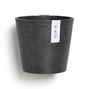 Ecopots Modern Amsterdam Recycled Plastic Round Wall Flower Pot, Dark Gray, 8in