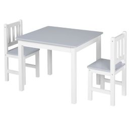 Qaba Kids Table and Chair Set for Arts, Meals, Lightweight Wooden Homework Activity Center, Toddlers Age 3+, Grey