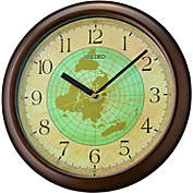 Seiko 12" World Globe Wall Clock, Metallic Brown
