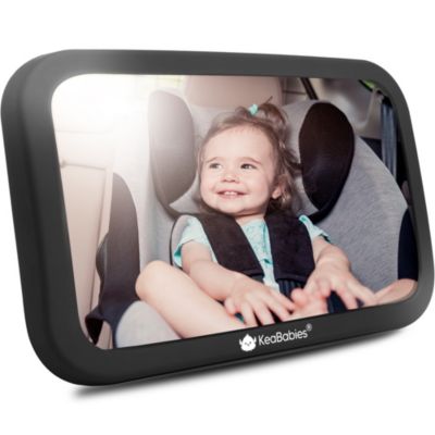 KeaBabies Baby Car Mirror, Large Shatterproof, Safety Baby Car Seat Mirror for Back Seat Rear Facing Infant (Matte Black, 11.5&quot; x 7.5&quot;)