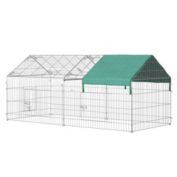 PawHut 87" x 41" Outdoor Metal Chicken Coop Rabbit Playpen Enclosure Small Animal Kennel Exercise Pen with Weather Proof Cover, Green