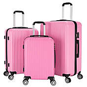 Infinity Merch Luggage Set Travel Bag Spinner Suitcase with TSA Lock in Pink