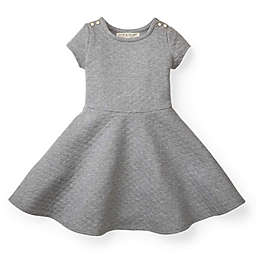 Hope & Henry Girls' Quilted Matelasse Dress (Grey Short Sleeve, 12-18 Months)