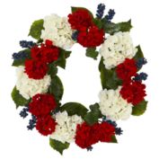 Nearly Natural Blueberries and Geranium Artificial Wreath, 21-Inch, Unlit