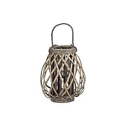 Urban Bamboo Tall Round Bellied Lantern with Rope Handle - Dark Elm