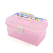 Unique Bargains Hard Plastic Tool Box with Handle for Nail Art Prodtcts, Pink, Multifunction Empty Nail Art Makeup Cosmetic Tool Container Storage Box