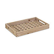 Contemporary Home Living 16.25" Brown and Beige Rectangular Decorative Grid Cut Tray with Side Handles