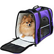 Kitcheniva 7x8x11.5 Pet Carrier Soft Sided Comfort Bag Travel Tote Case Purple