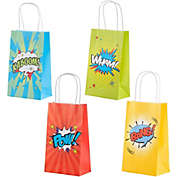 Blue Panda Comic Book Hero Party Favor Gift Bags with Handles (4 Colors, 12 Pack)