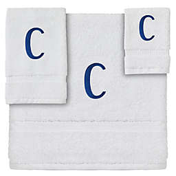 Juvale 3-Piece Letter C Monogrammed Bath Towels Set, Embroidered Initial C Wedding Gift (White, Blue)