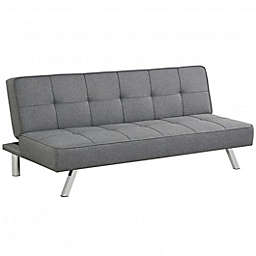 Costway Convertible Futon Sofa Bed Adjustable Sleeper with Stainless Steel Legs