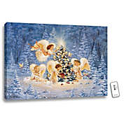 Glow Decor 18" x 24" Blue and Ivory Silent Night Gentle Light Backlit Wall Art with remote control