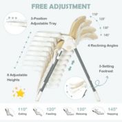 Costway Foldable Baby High Chair with Double Removable Trays and Book Holder-Beige