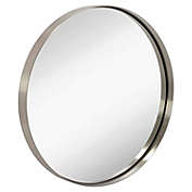Hamilton Hills 24" Contemporary Metal Silver Framed Brushed Round Wall Mirror