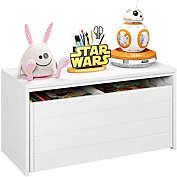 Homfa White Wooden Toy Chest with Wheels