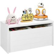 Homfa White Wooden Toy Chest with Wheels