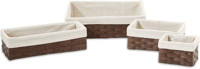 Americanflat Set of 4 Woven Paper Storage Baskets with Removable Linen Liners - Durable Metal Frame - Nesting Baskets for Home Organization- Eco-Friendly&#39;