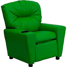 Flash Furniture Contemporary Green Vinyl Kids Recliner With Cup Holder - Green Vinyl