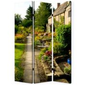 HomeRoots Lighting Home Decorative Multi Color Wood Canvas English Garden Screen