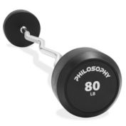 Philosophy Gym Rubber Fixed Barbell, Pre-Loaded Weight EZ Curl Bar for Weightlifting