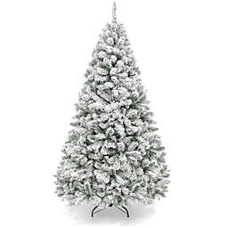 Best Choice Products 4.5ft Snow Flocked Christmas Tree, Premium Holiday Pine Branches, Foldable Metal Base