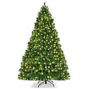 Costway 8 Feet PVC Artificial Christmas Tree with LED Lights-8 ft