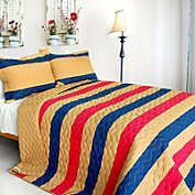 Blancho Bedding Tender Night 3PC Vermicelli-Quilted Patchwork Quilt Set (Full/Queen Size)
