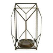 Melrose 12.25" Gold and Clear Geometric Decorative Candle Holder