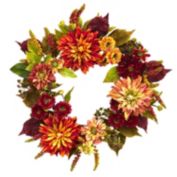 Nearly Natural 22" Dahlia & Mum Wreath