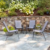 Emma + Oliver 4 Pack Gray Outdoor Stack Chair with Flex Comfort Material - Patio Stack Chair