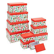 Juvale 10 Pack Christmas Nested Gift Boxes with Lids for Holiday Gift Wrapping, Decor, 10 Sizes