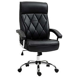 Vinsetto High Back Executive Office Chair Computer Desk Chair Adjustable Ergonomic Home Office Chair Diamond-Stitched PU Leather Swivel with Padded Armrests, Black
