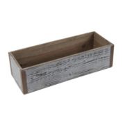 Cheungs Decorative Gray Wash Wooden Rectangular Planter With Metal Corner Accents