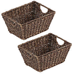 mDesign Woven Seagrass Nesting Kitchen Storage Basket Bins