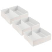 mDesign Fabric Dresser Drawer/Closet Storage, 2 Section Tray, 3 Pack