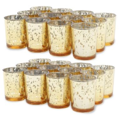 Juvale Mercury Glass Votive Candle Holders (2.2 x 2.2 x 2.6 in, Gold, 24 Pack) | Bed Bath & Beyond