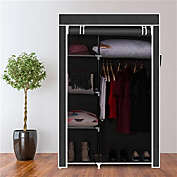 Infinity Merch 64" Portable Closet Storage Organizer with Shelves in Black