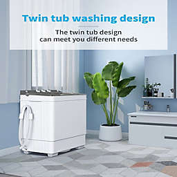 Infinity Merch Washing Machine with Twin Tub and Built-in Drain Pump in White and Grey