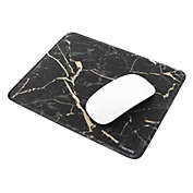 Insten Shiny Marble Gaming Mouse Pad with Stitched Edge, Water-Resistant, Non-Slip Rubber Base, Black, 9.45 x 7.48 in