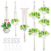 Inq Boutique 5 Packs Plant Hangers  Hooks, Different Tiers, Handmade Cotton Rope Hanging