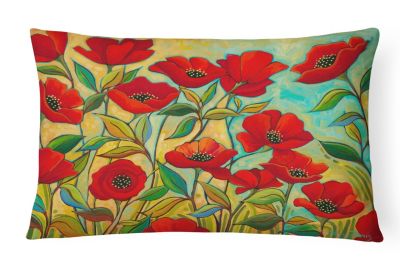 New 12" x 16" reversible zipped cotton cushion cream meadow flowers poppies 