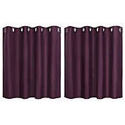 Unique Bargains Classic Small Window Curtain Panel Grommet Top Valance Solid Thermal Insulated Curtain Tier Drape Short Kitchen Curtains, 2 Panels Burgundy 52 x 36 Inch